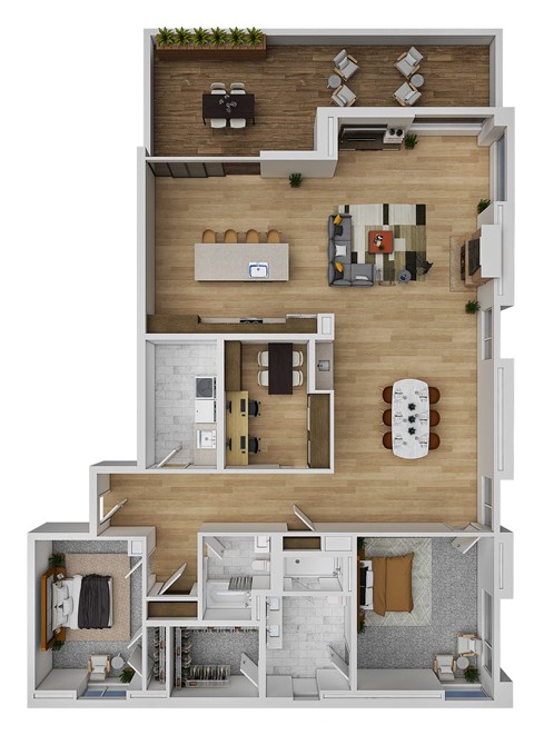 Floor plan for 2 beds, 2 baths, 2880 sqft